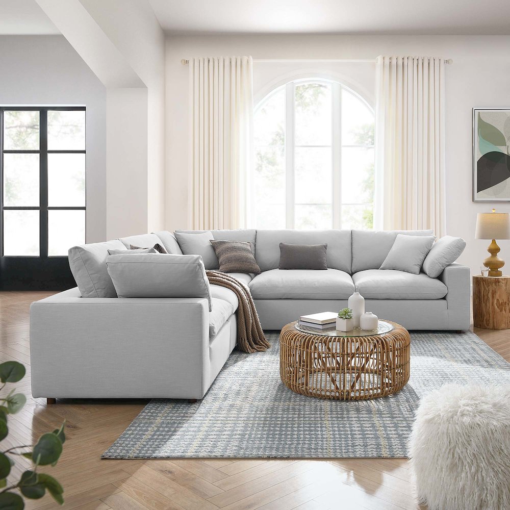 Commix 5 Piece Down Filled Overstuffed Sectional Sofa