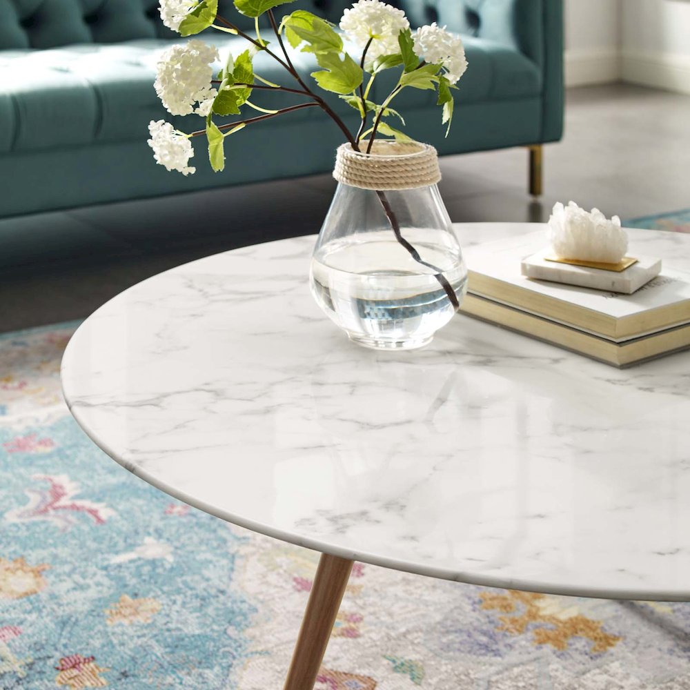 Lippa 40" Round Faux Marble Coffee Table with Tripod Base