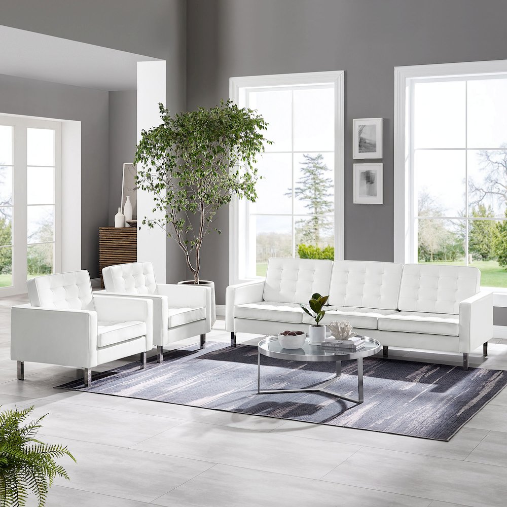 Loft 3-Piece Tufted Vegan Leather Furniture Set