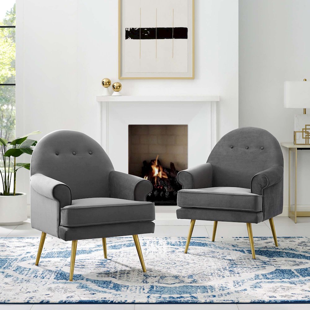 Revive Performance Velvet Armchair Set of 2