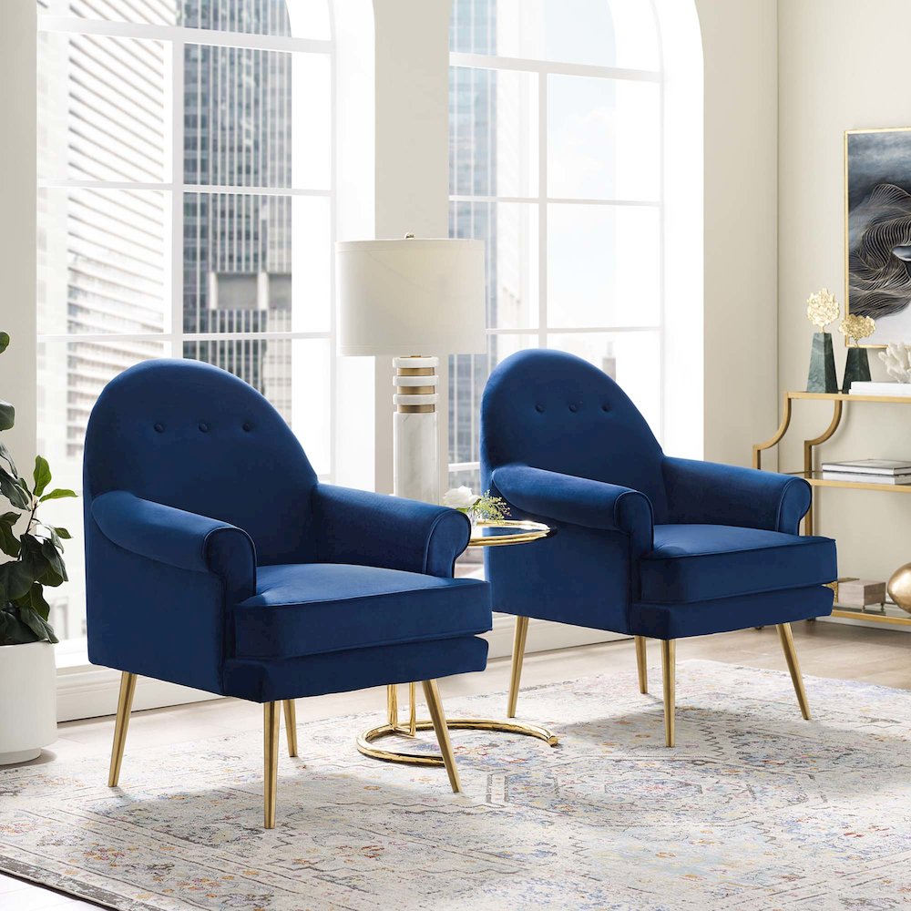 Revive Performance Velvet Armchair Set of 2