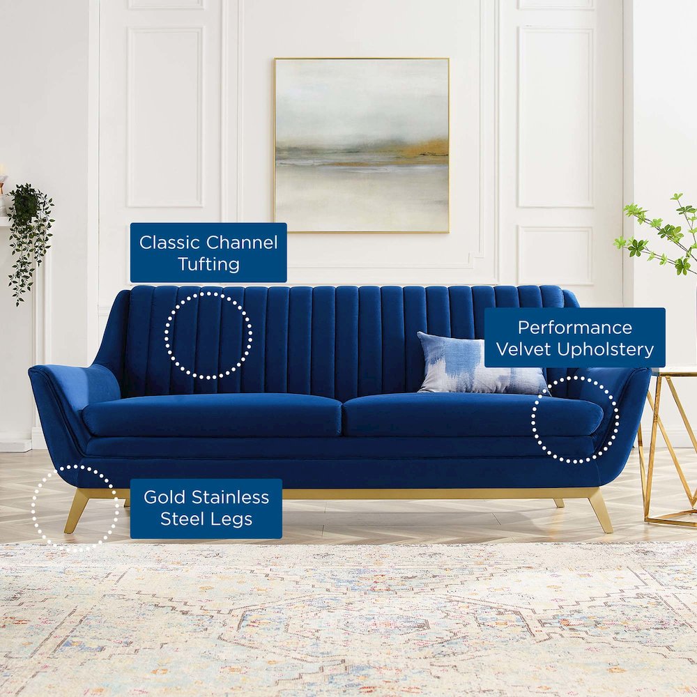 Winsome Channel Tufted Performance Velvet Sofa