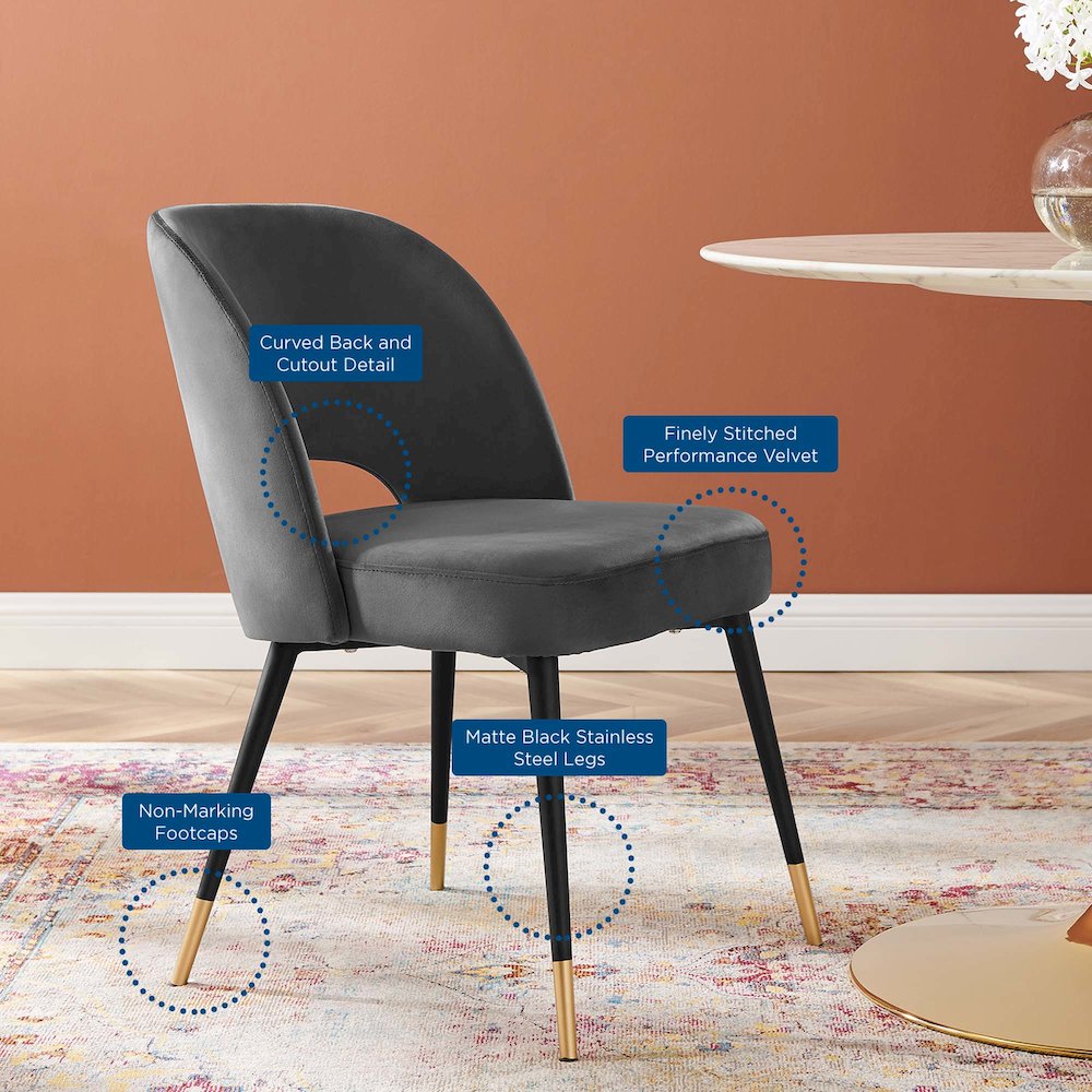 Rouse Performance Velvet Dining Side Chairs Set of 2