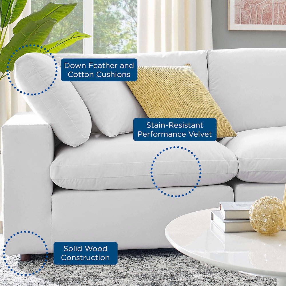 Commix Down Filled Overstuffed Performance Velvet 3-Seater Sofa