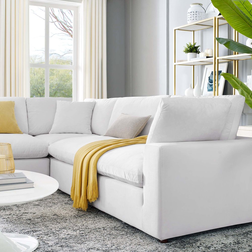 Commix 5-Piece Down Filled Overstuffed Performance Velvet Sectional Sofa