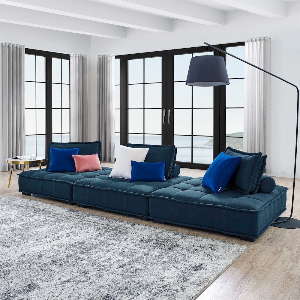 Saunter 3-Piece Tufted Fabric Fabric Sofa