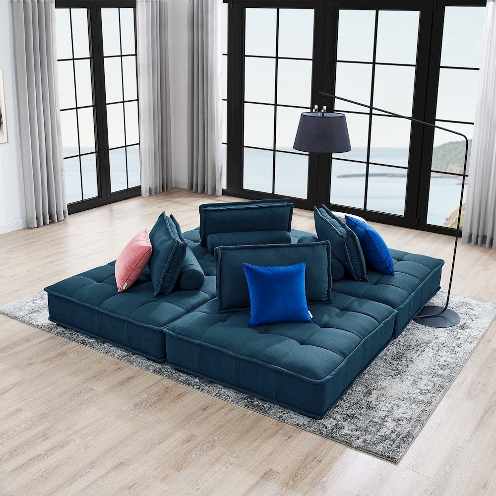 Saunter 4-Piece Tufted Fabric Fabric Sectional Sofa