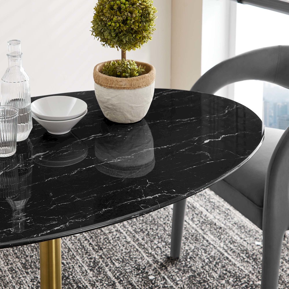 Lippa 54" Oval Faux Marble Dining Table
