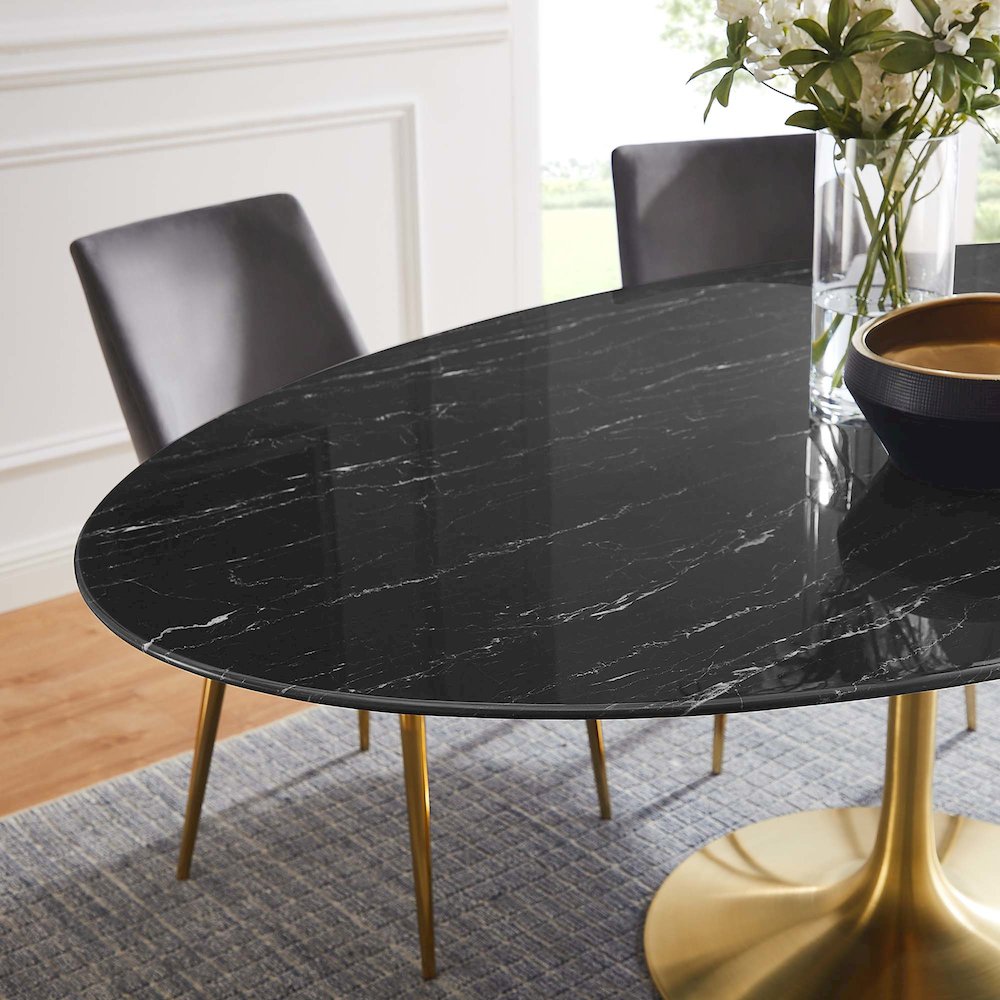Lippa 78" Oval Faux Marble Dining Table