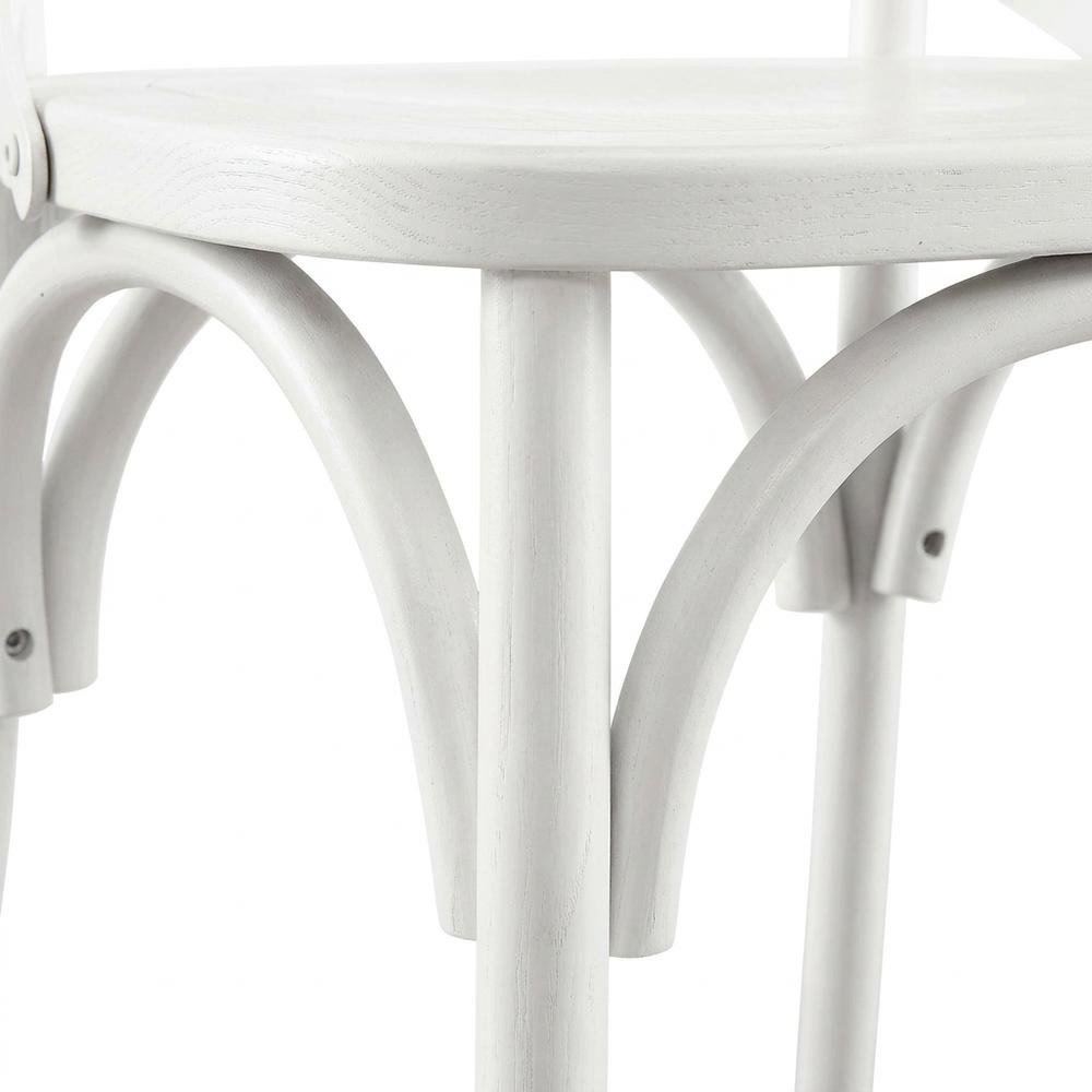 Solid Wood Dining Side Chair with Cushioned Seat for Dining Room, White