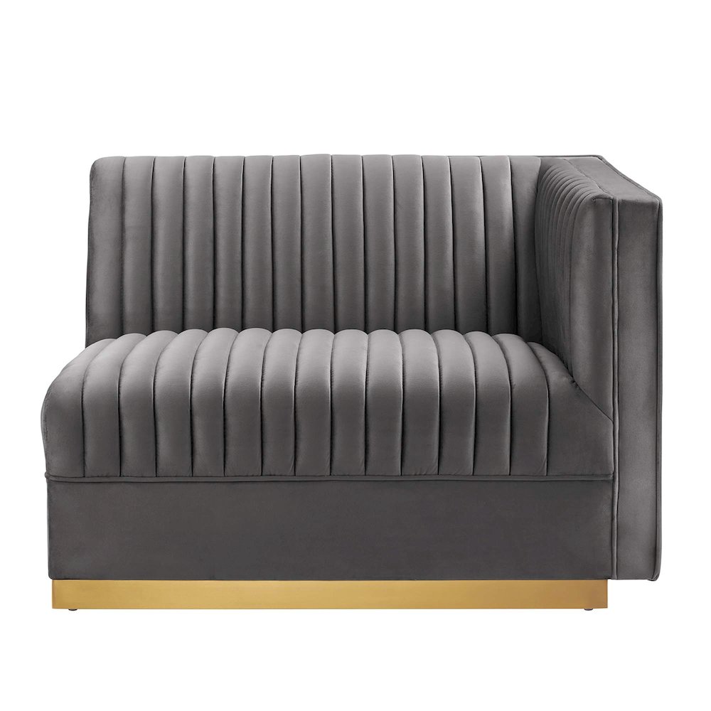 Channel Tufted Performance Velvet Modular Sectional Sofa Right-Arm Chair