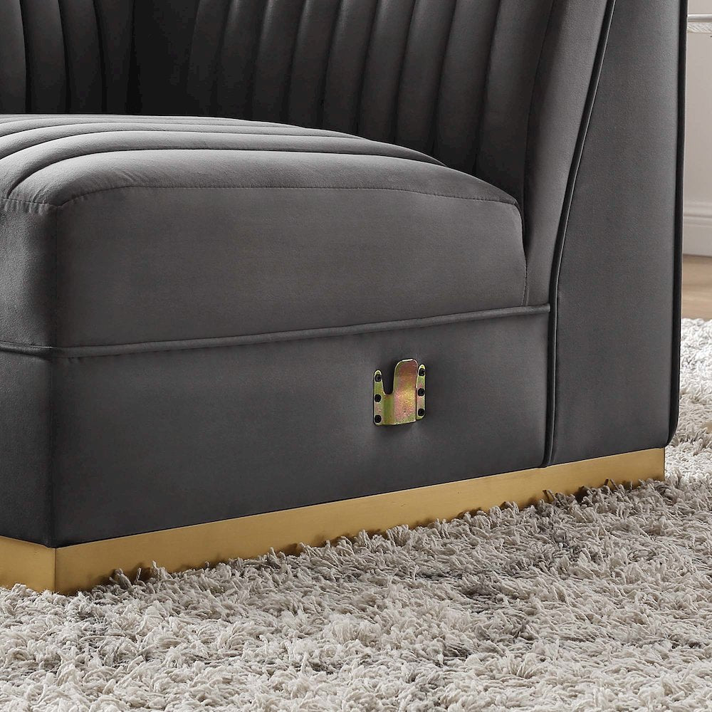 Channel Tufted Performance Velvet Modular Sectional Sofa Left Corner Chair