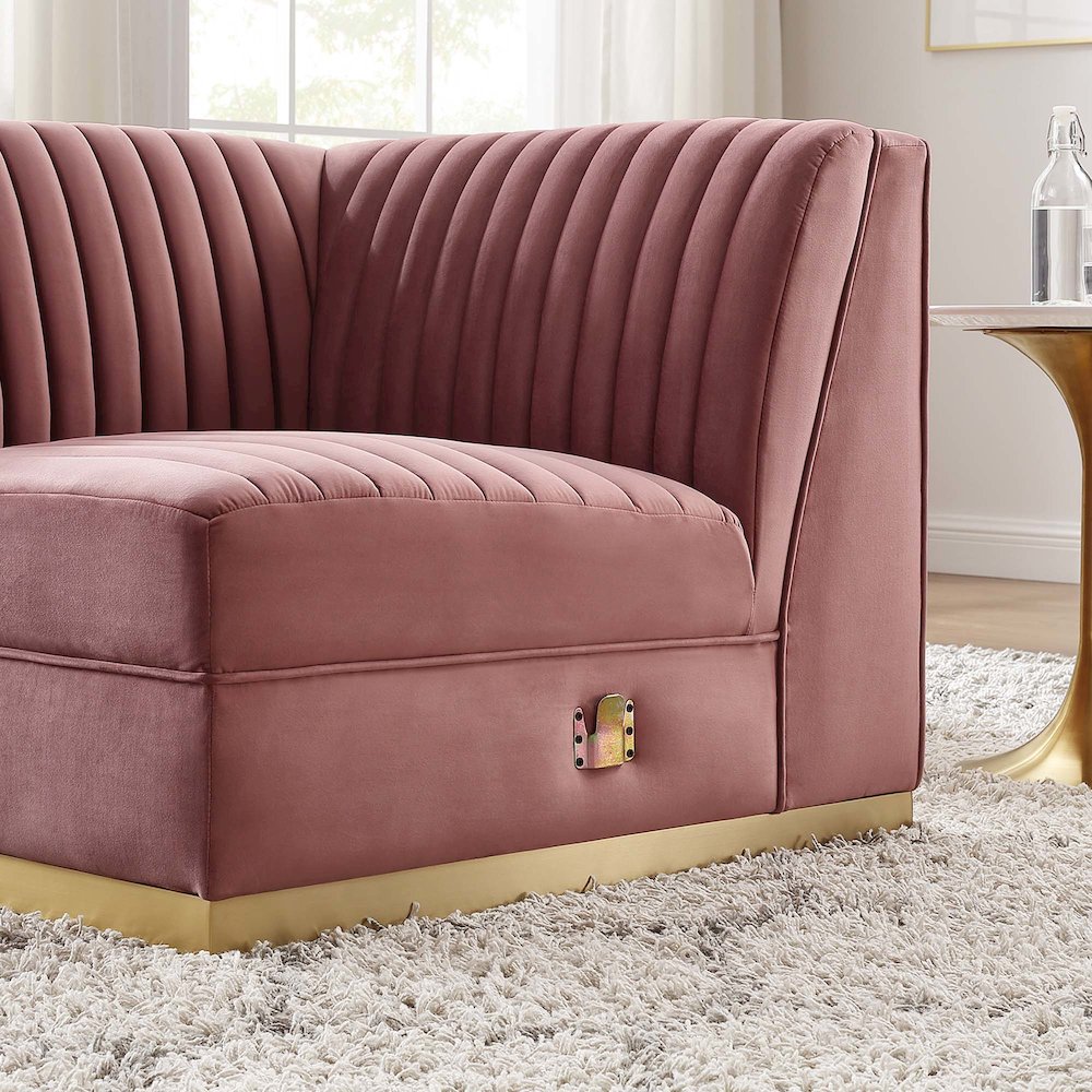 Channel Tufted Performance Velvet Modular Sectional Sofa Right Corner Chair