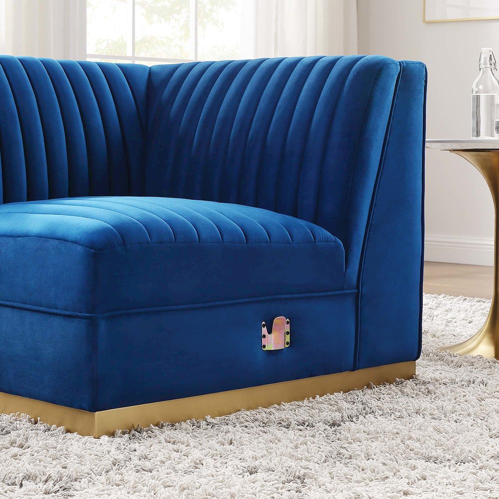 Channel Tufted Performance Velvet Modular Sectional Sofa Right Corner Chair