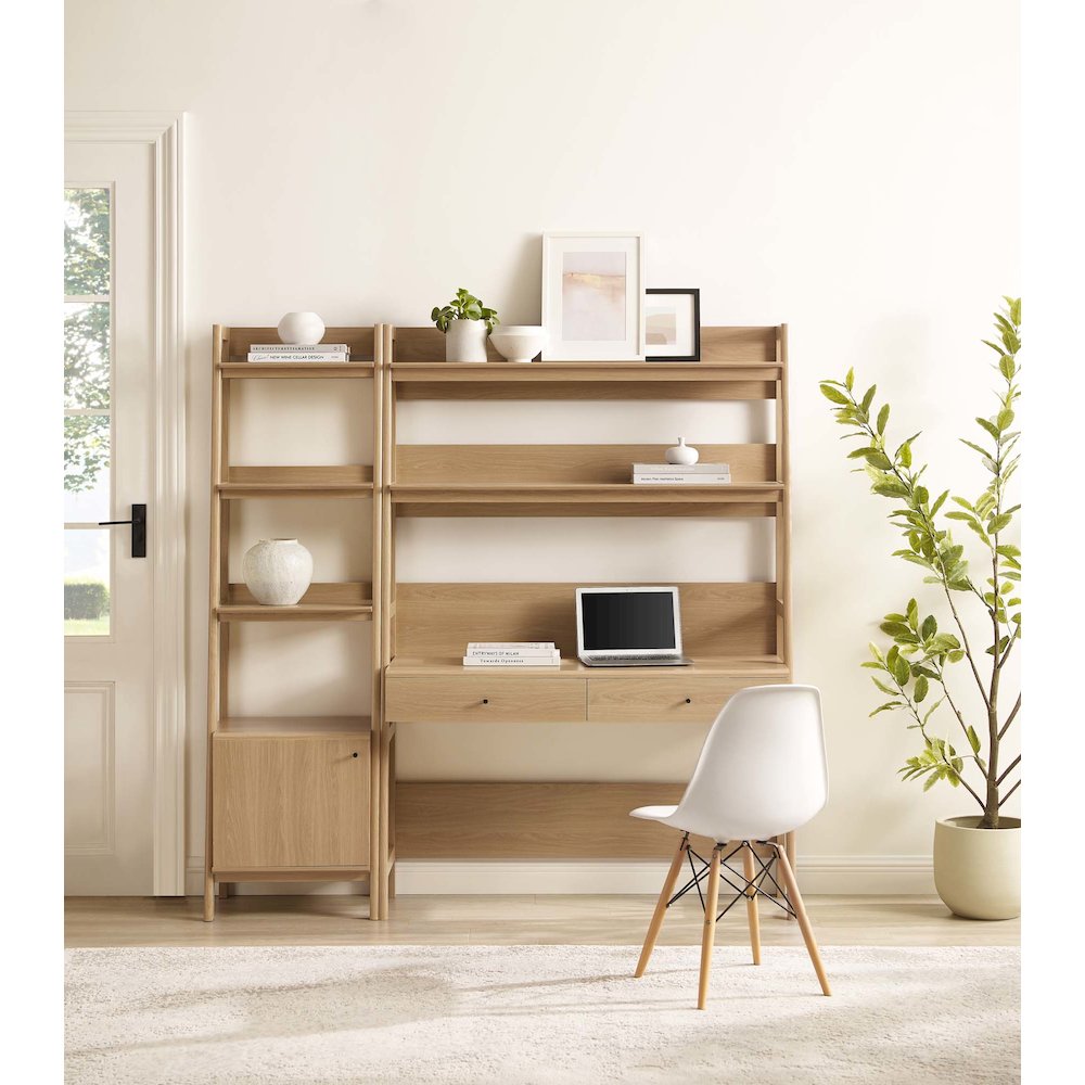 Bixby 2-Piece Wood Office Desk and Bookshelf