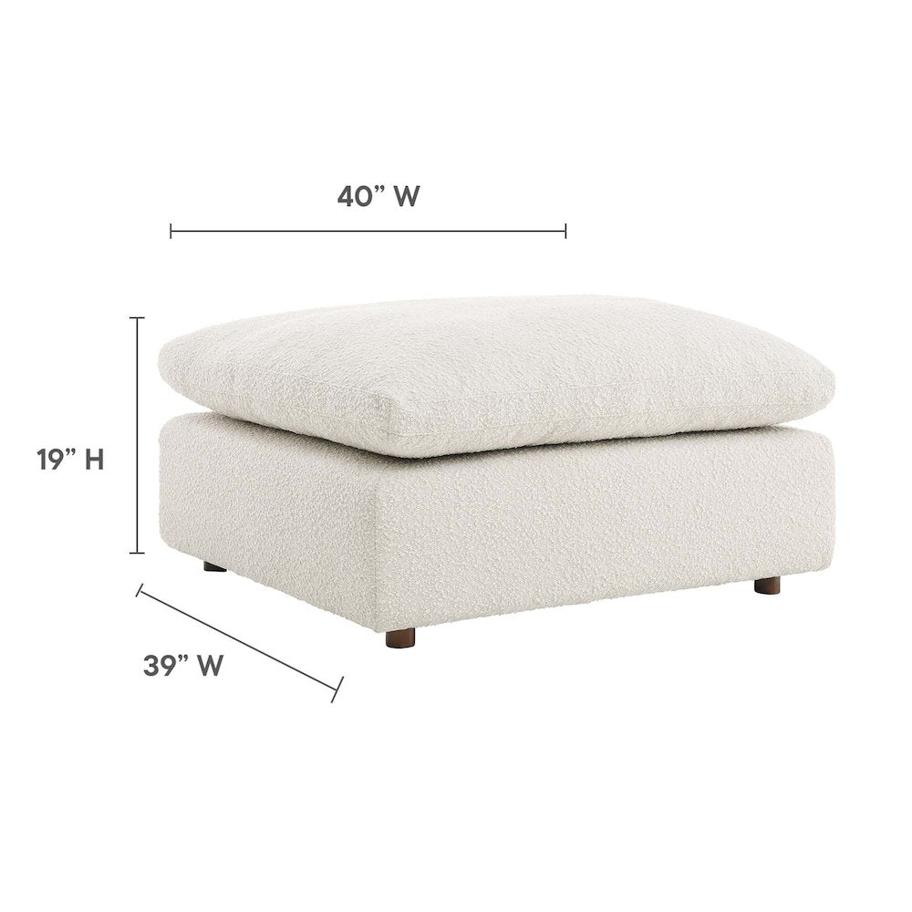 Commix Down Filled Overstuffed Boucle Fabric Ottoman