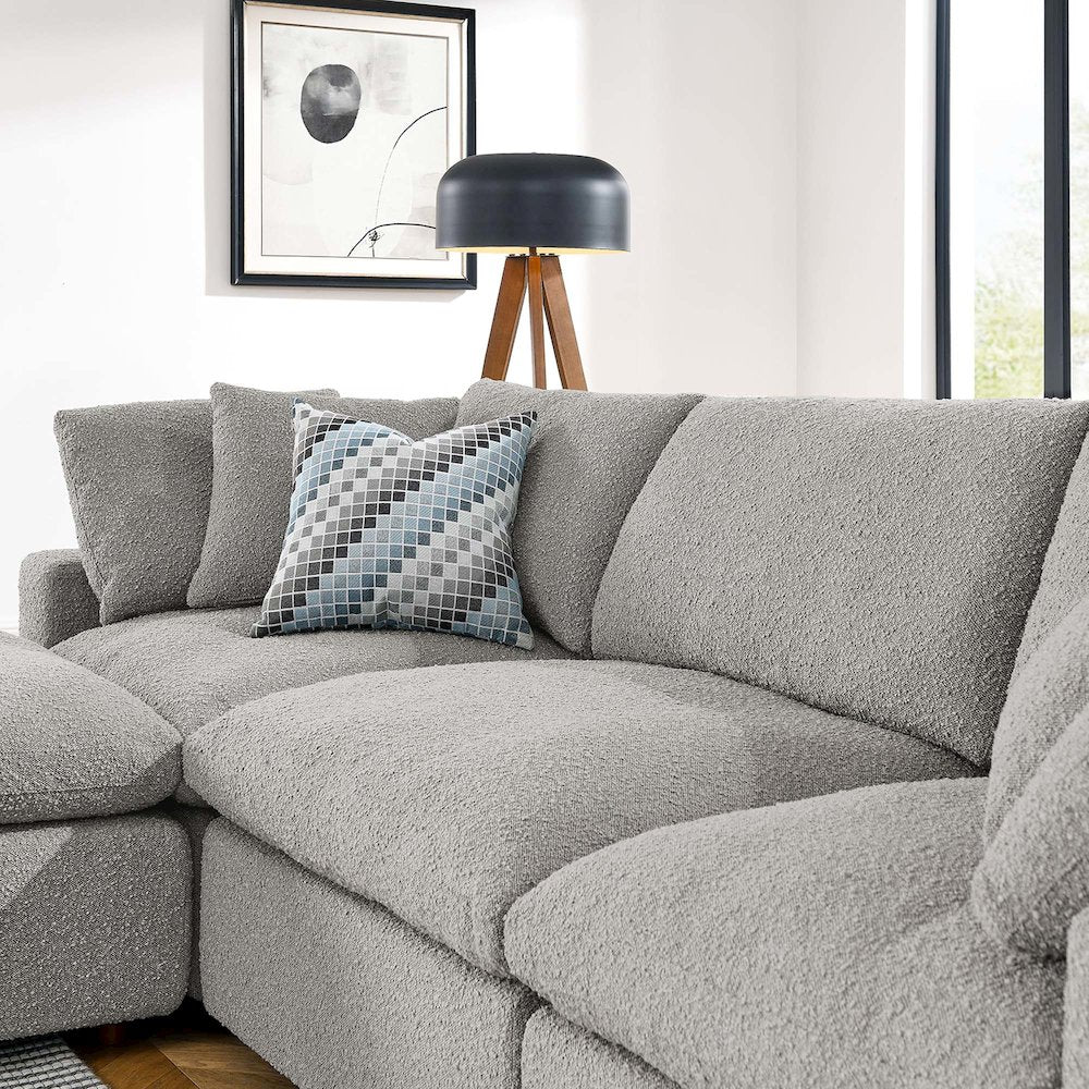 Commix 4-Piece Down Filled Overstuffed Boucle Fabric Sectional Sofa