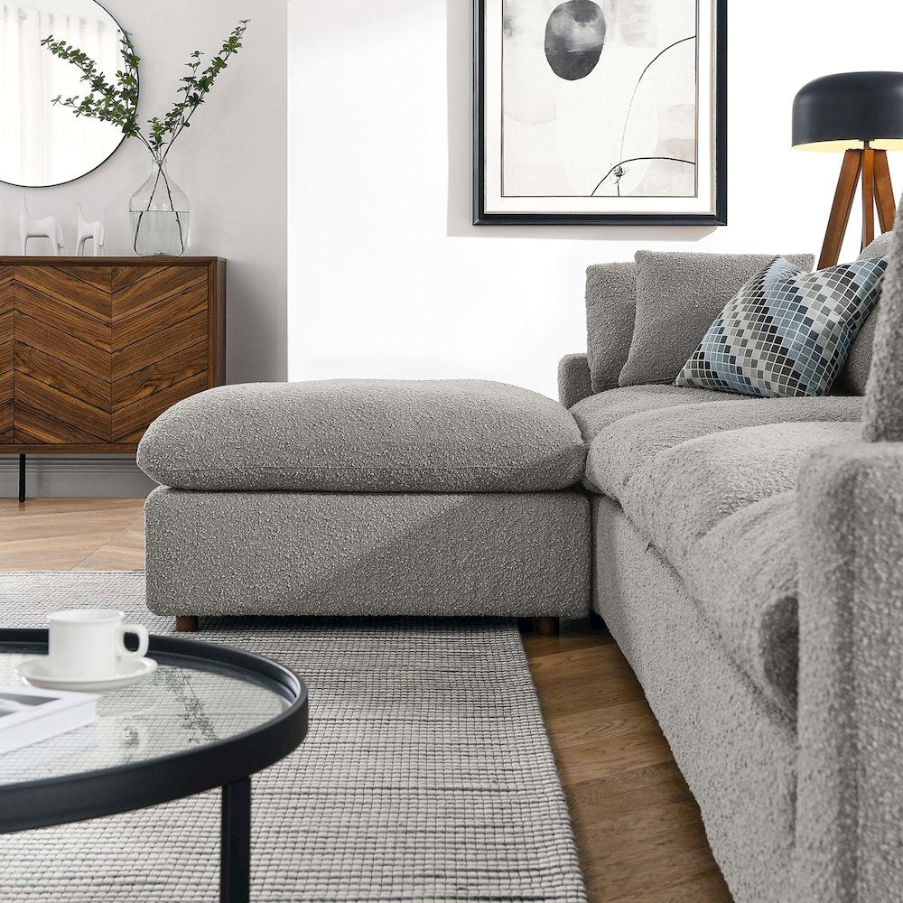 Commix 5-Piece Down Filled Overstuffed Boucle Fabric Sectional Sofa