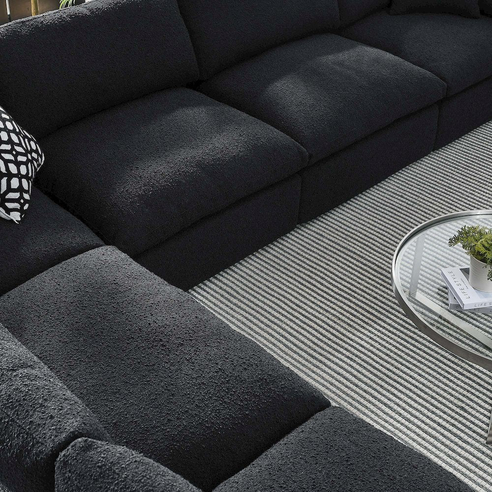 Commix 6-Piece Down Filled Overstuffed Boucle Fabric Sectional Sofa