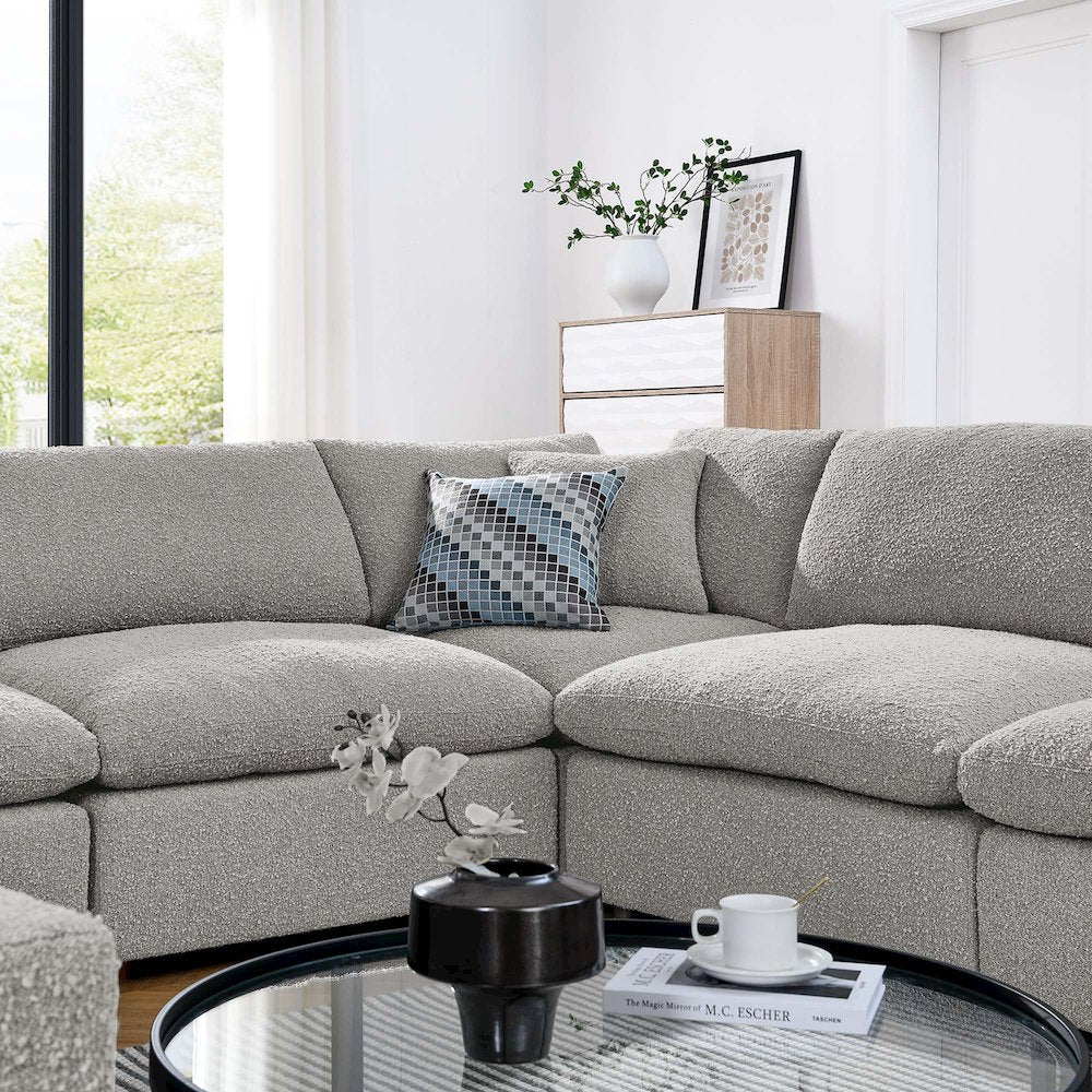 Commix 8-Piece Down Filled Overstuffed Boucle Fabric Sectional Sofa