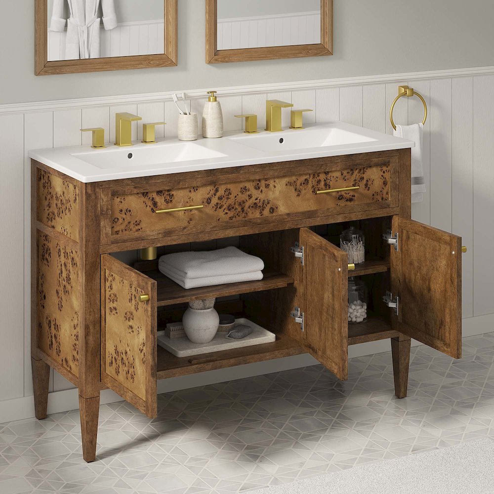 Elysian 48" Wood Double Sink Bathroom Vanity