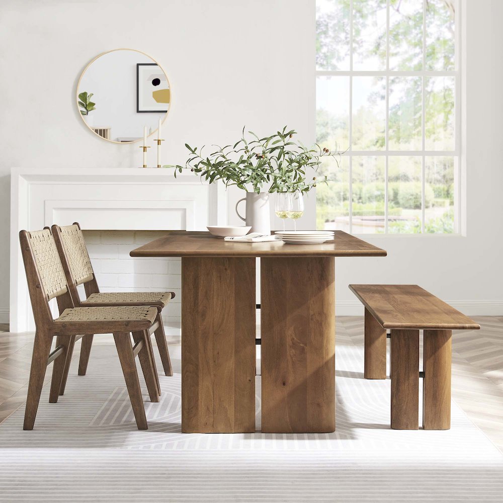 Amistad 72" Wood Dining Table and Bench Set