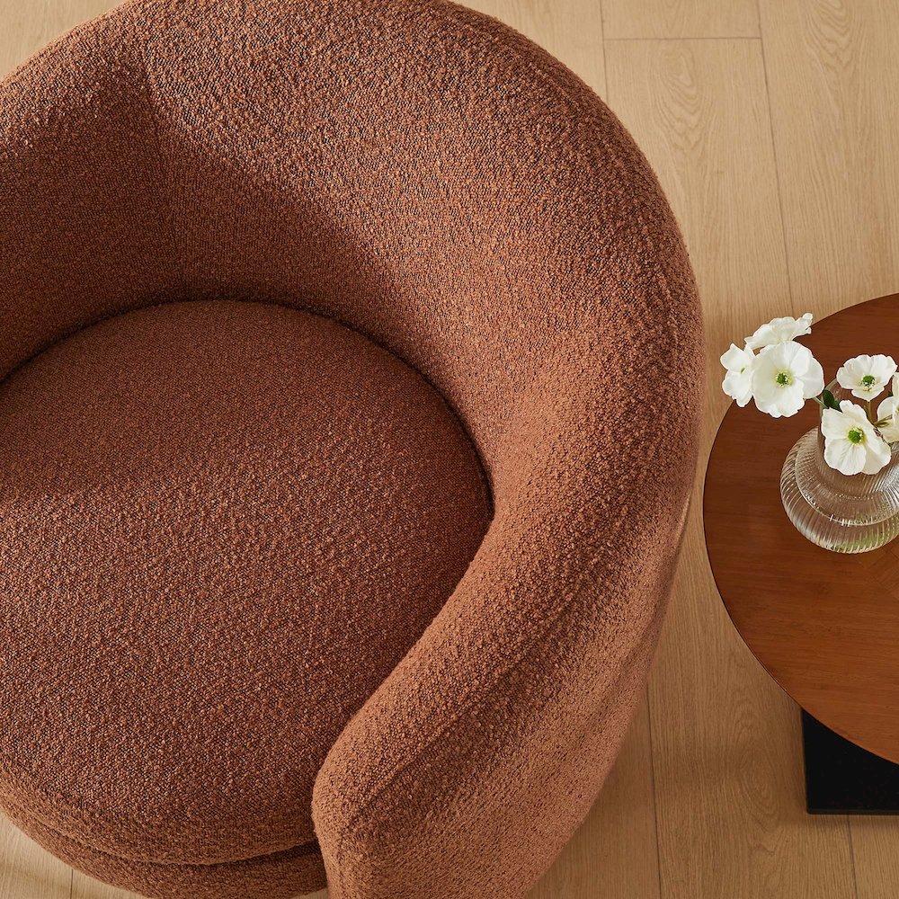 Affinity Upholstered Boucle Fabric Curved Back Armchair