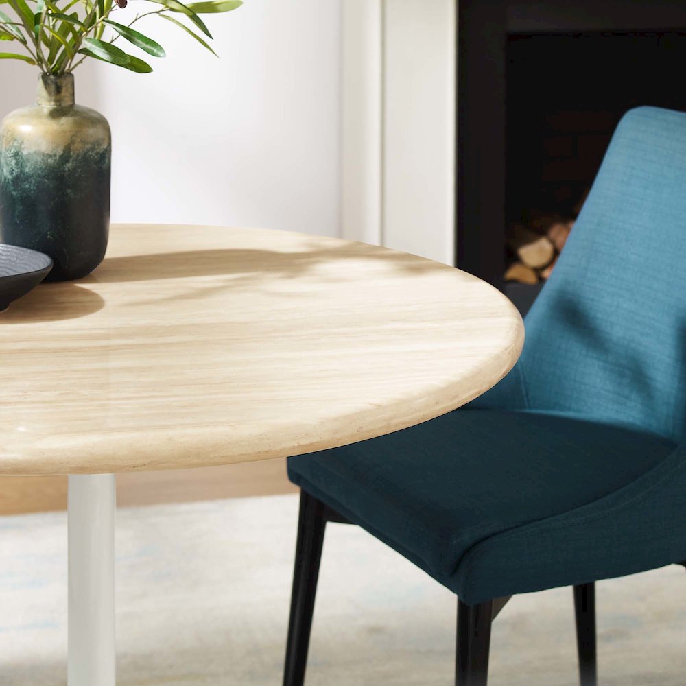Lippa 36" Round Faux Travertine Dining Table