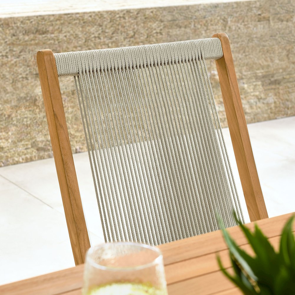 Vienna Outdoor Patio Teak and Rope Folding Chairs Set of 4