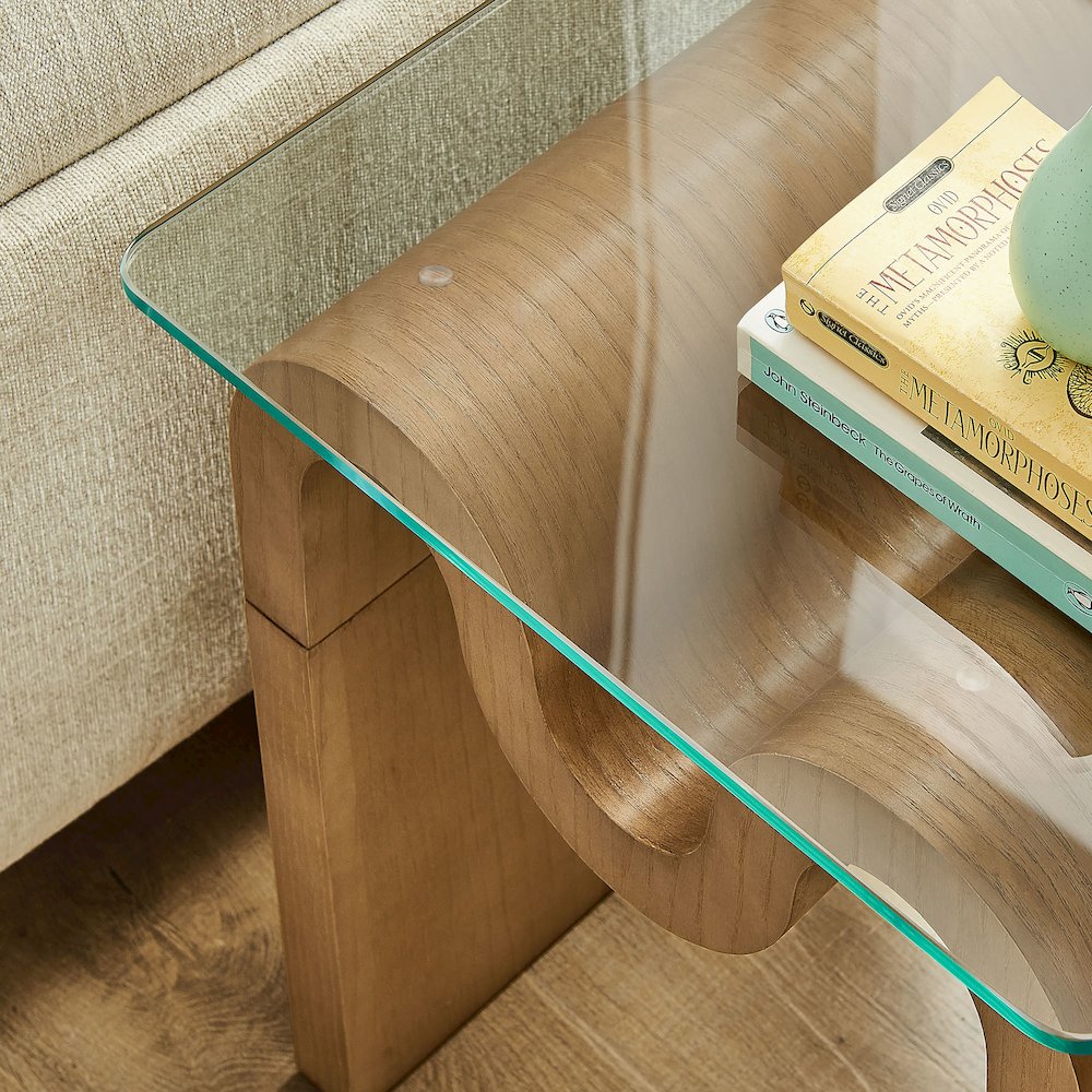 Ondine Glass Top Side Table