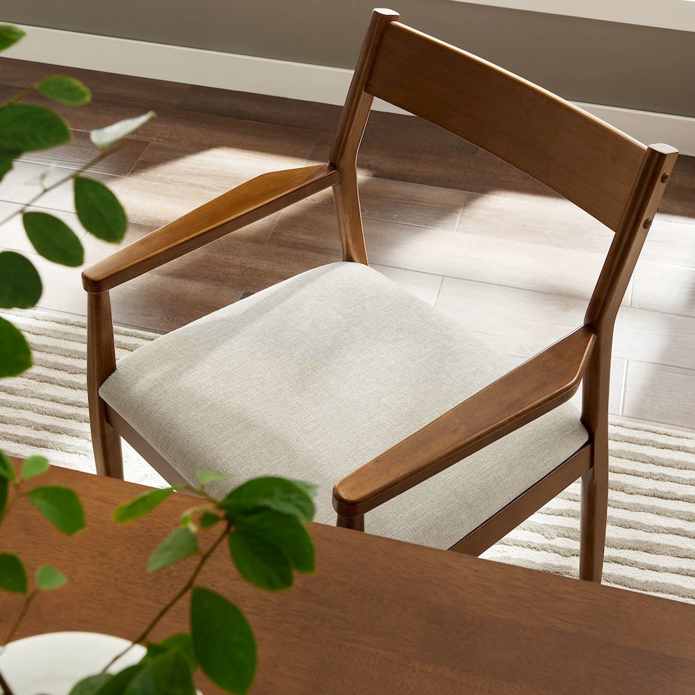 Solara Fabric Wood Dining Armchairs Set of 2