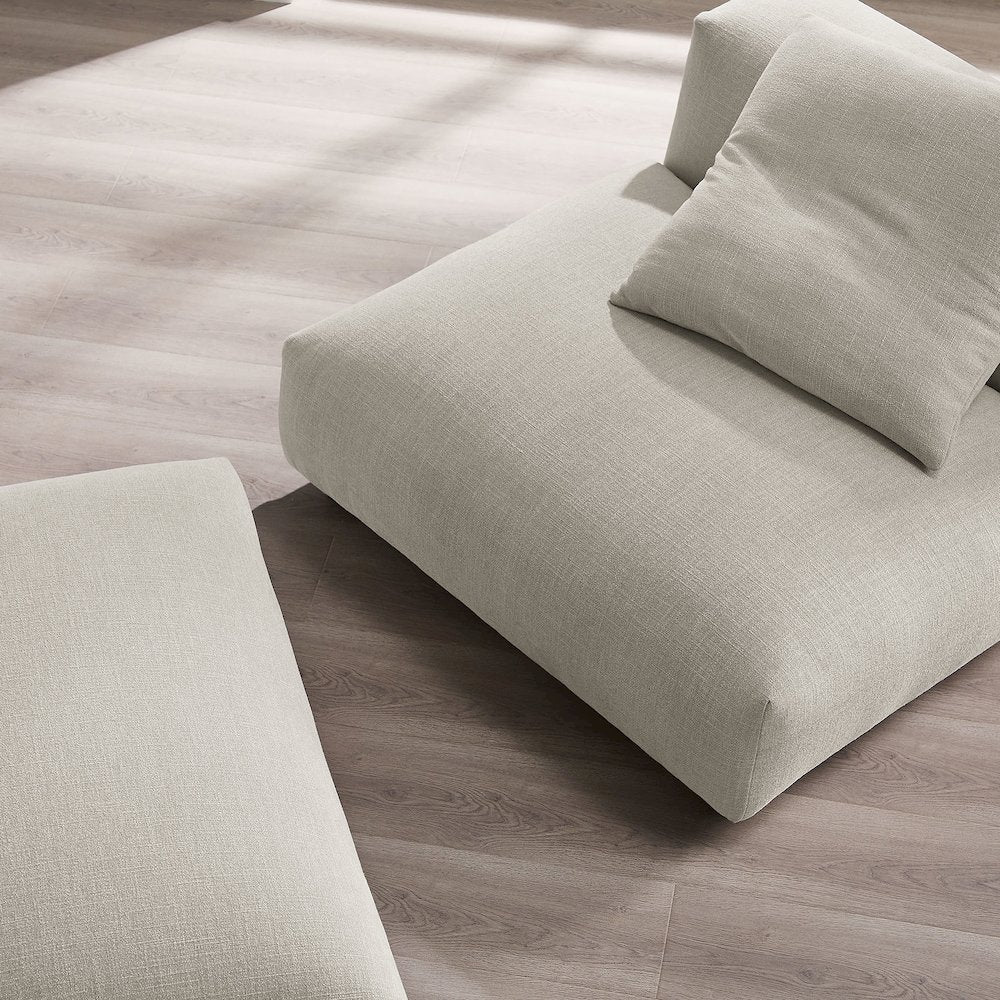 Solace Modular Upholstered Fabric Armless Chair and Ottoman Set