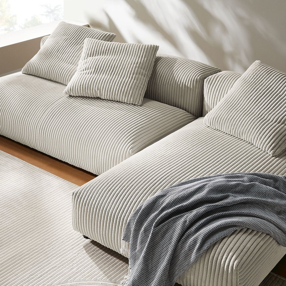 Solace 2-Piece Modular Corduroy Upholstered Sectional Sofa With Chaise