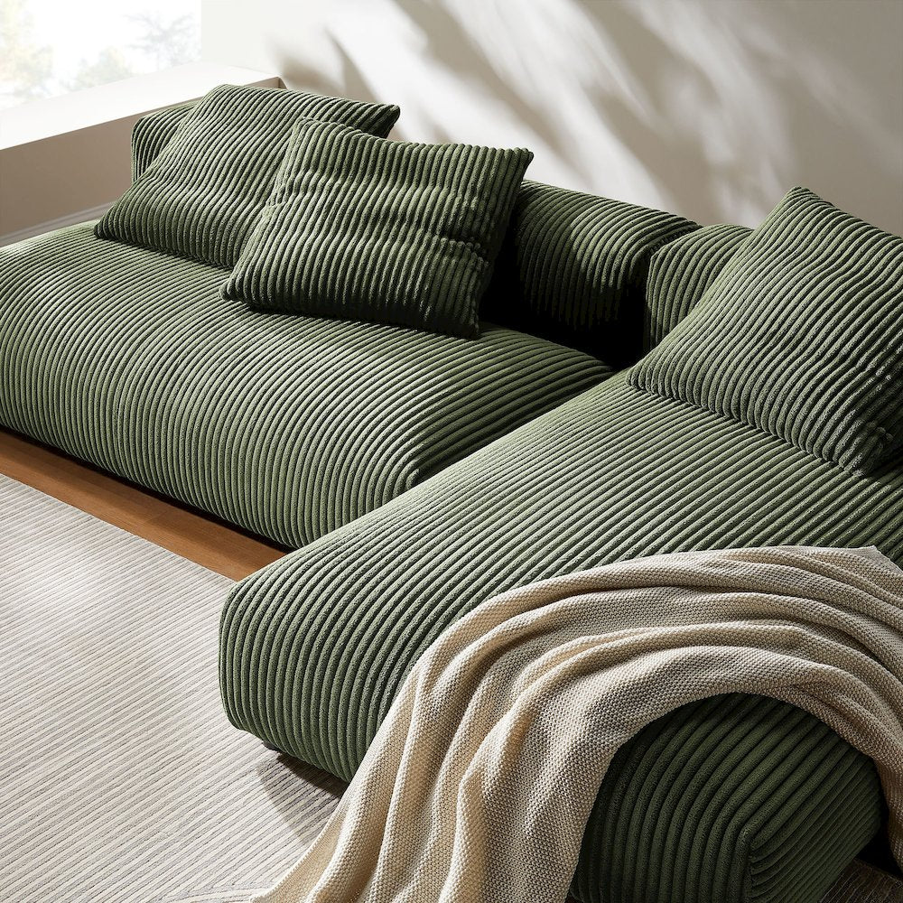 Solace 2-Piece Modular Corduroy Upholstered Sectional Sofa With Chaise