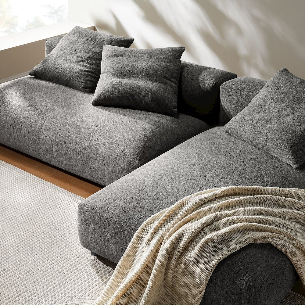 Solace 2-Piece Modular Upholstered Fabric Sectional Sofa With Chaise