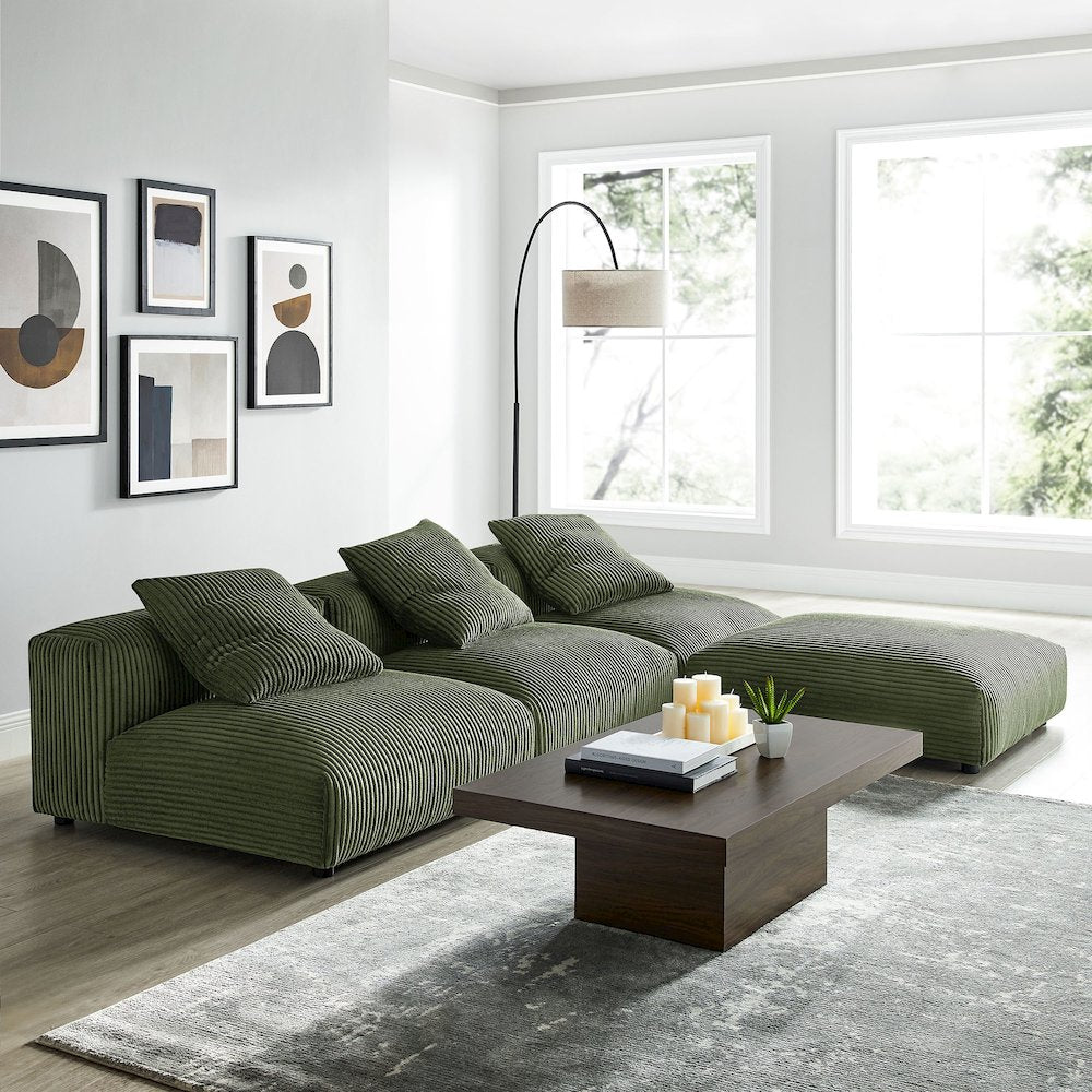 Solace 4-Piece Modular Corduroy Upholstered Sectional Sofa