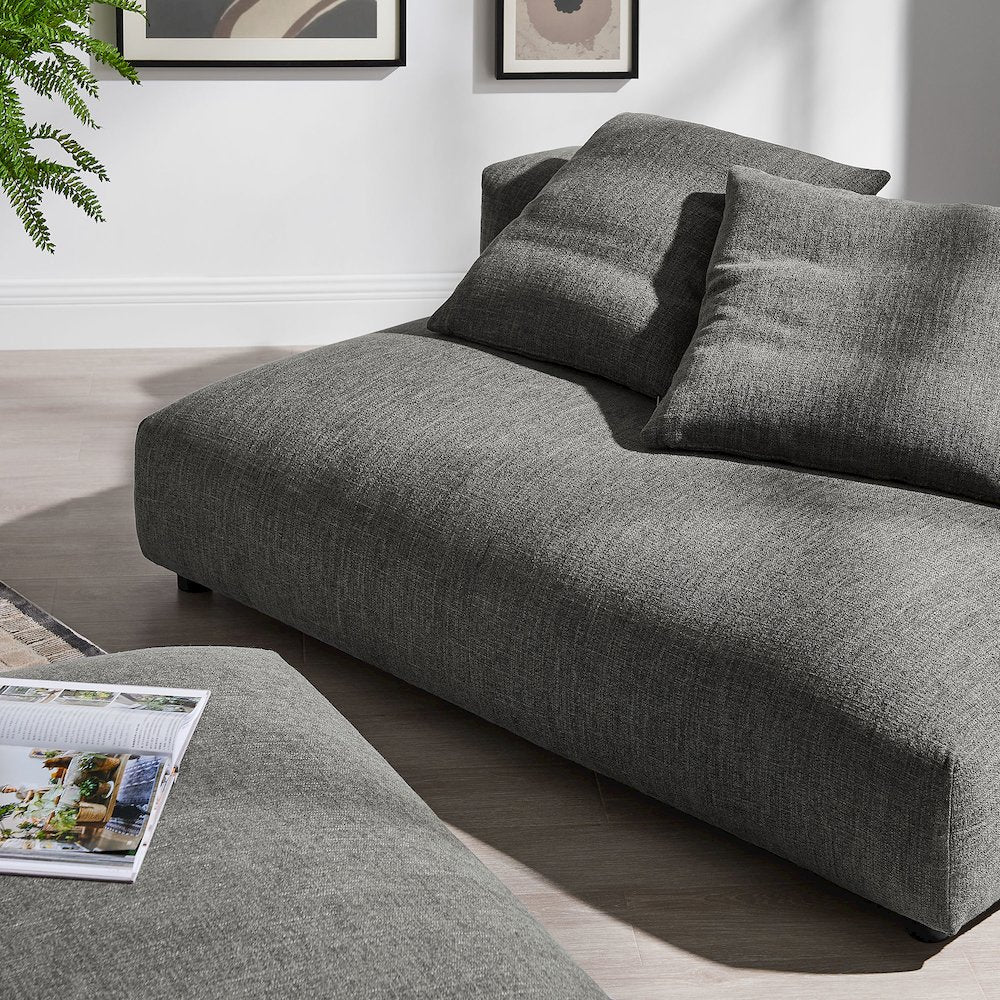 Solace Modular Upholstered Fabric Armless Loveseat and Ottoman Set