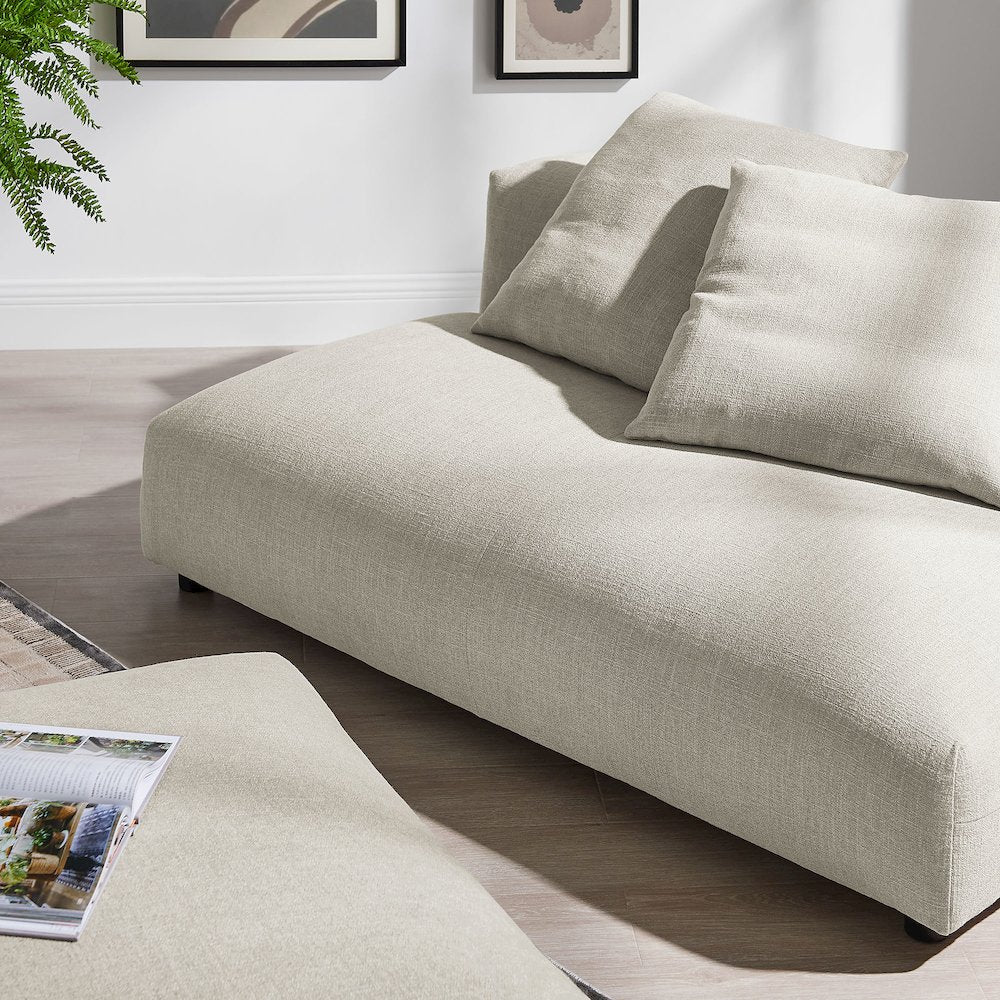 Solace Modular Upholstered Fabric Armless Loveseat and Ottoman Set
