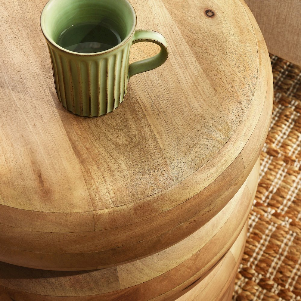 Ellery Round Stacked Wood Side Table