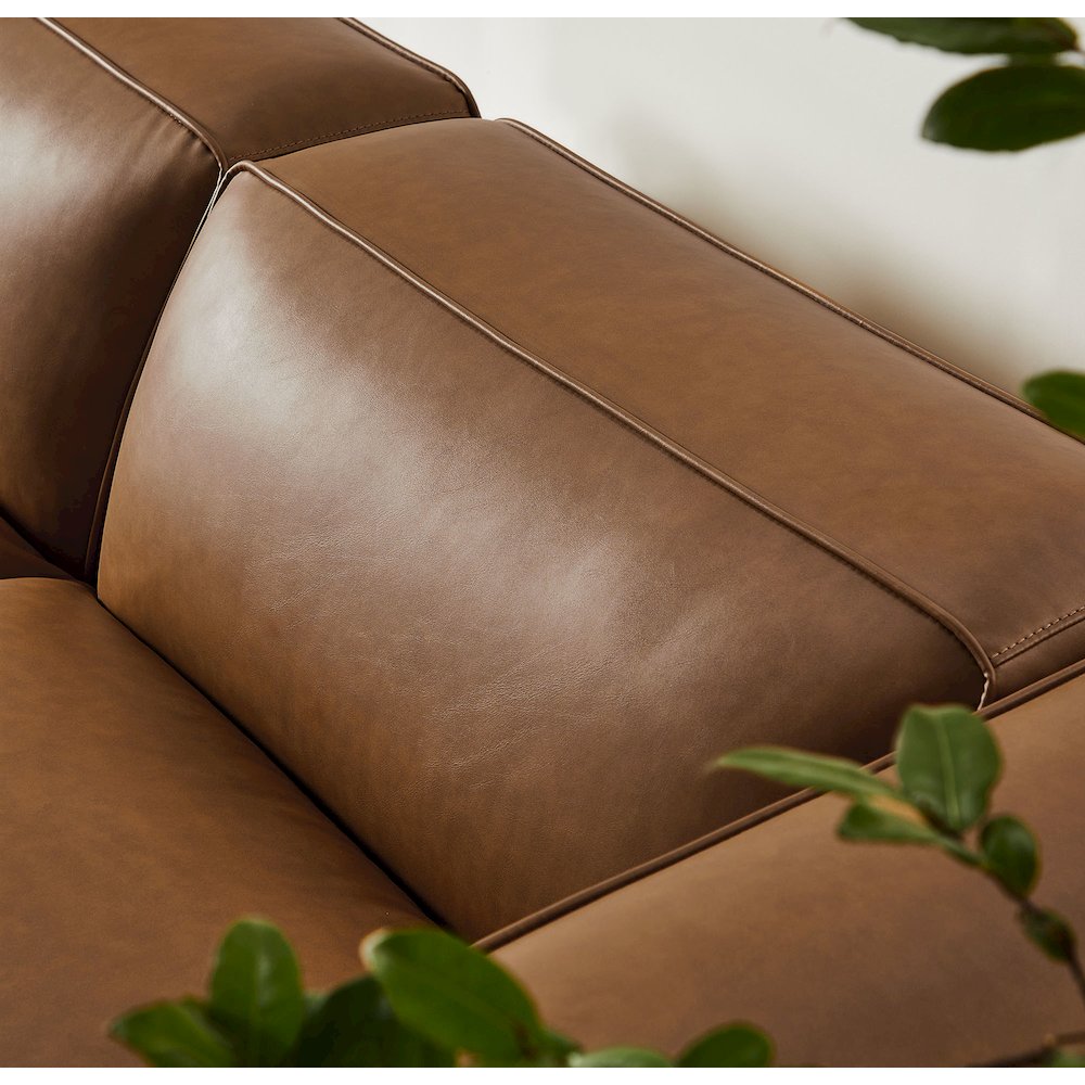 Auren 3-Piece Upholstered Vegan Leather Modular Loveseat with Ottoman