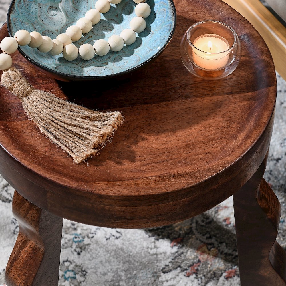 Sorrel Carved Wood Stool