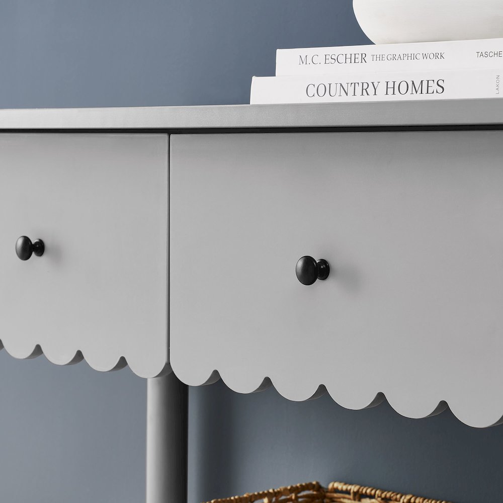 Emmeline 3-Drawer Scalloped Console Table