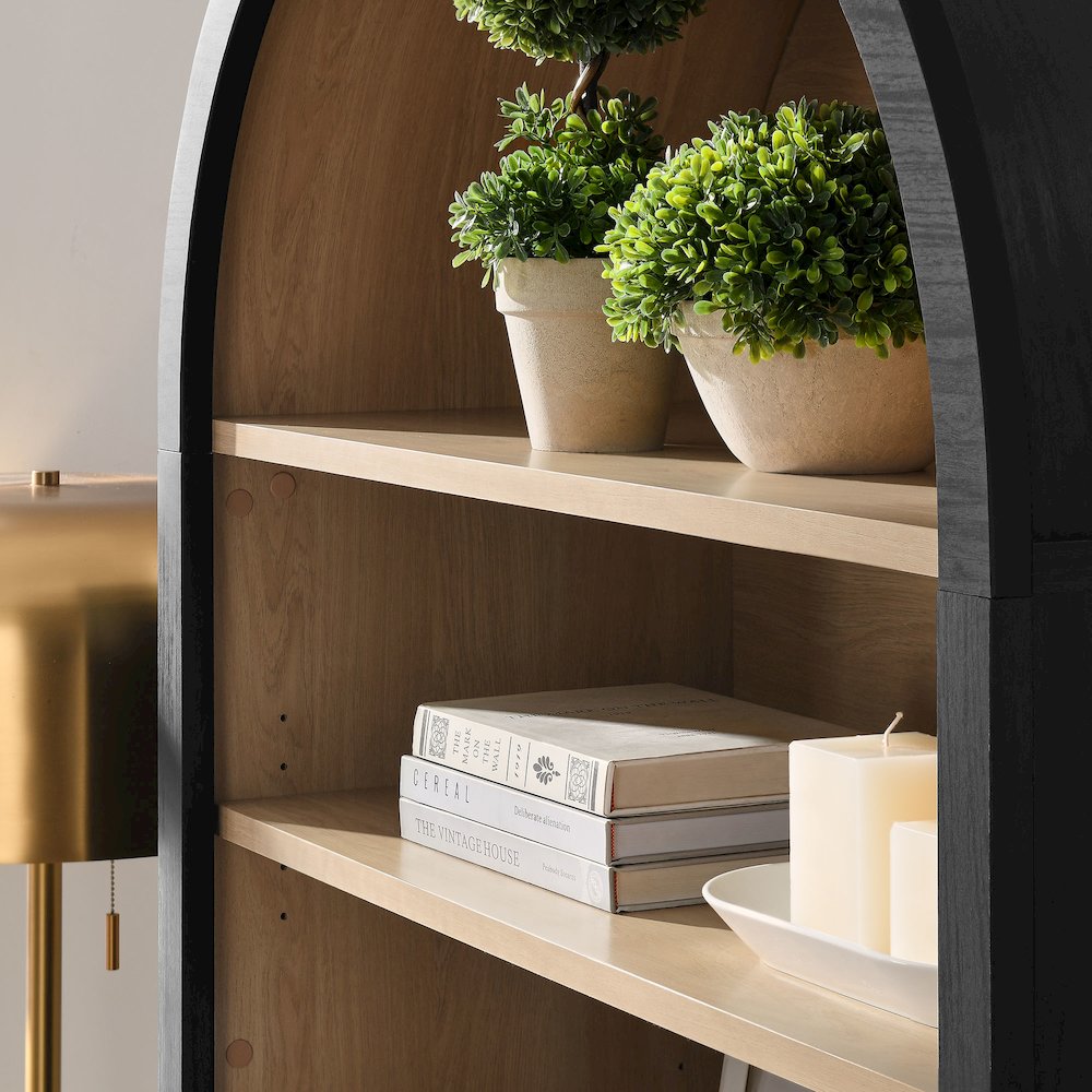 Nolan 74" Tall Wide Arched Storage Display Cabinet Bookshelf