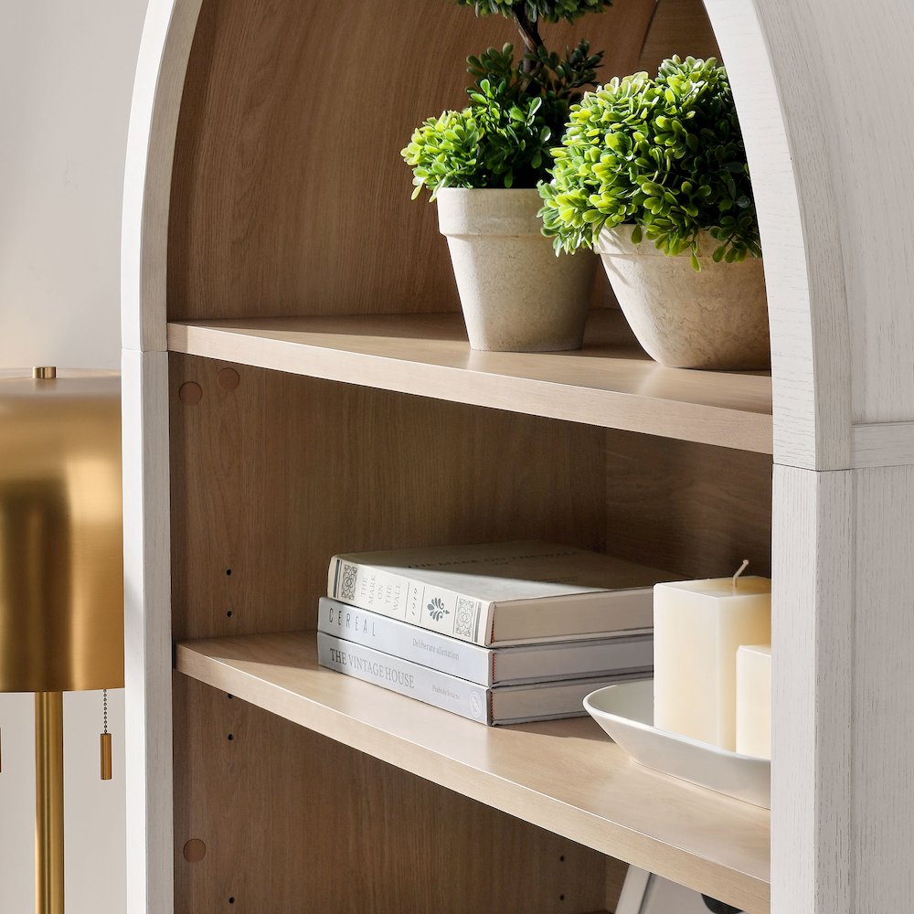 Nolan 74" Tall Wide Arched Storage Display Cabinet Bookshelf