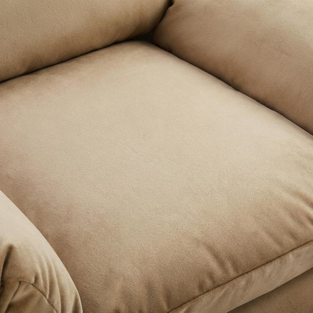 Performance Velvet Upholstered Accent Chair with Wide Arms, Taupe