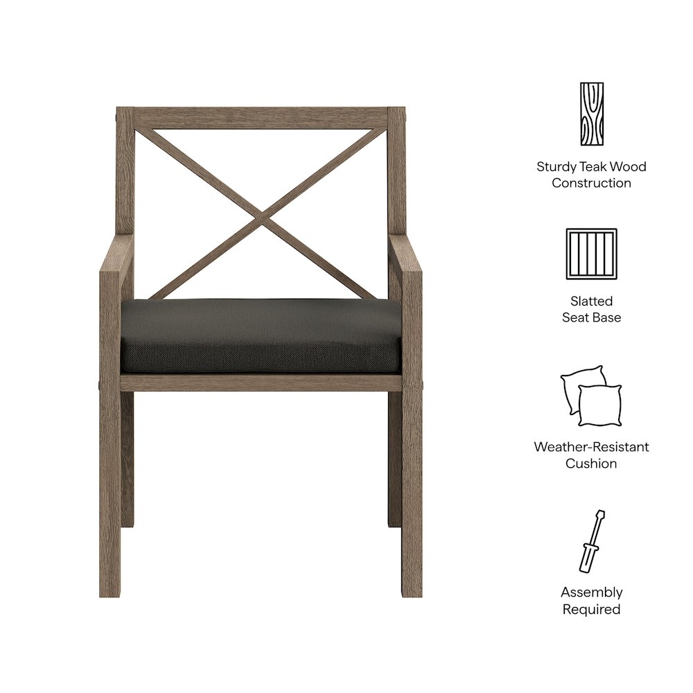 Northlake Outdoor Patio Teak Dining Armchair