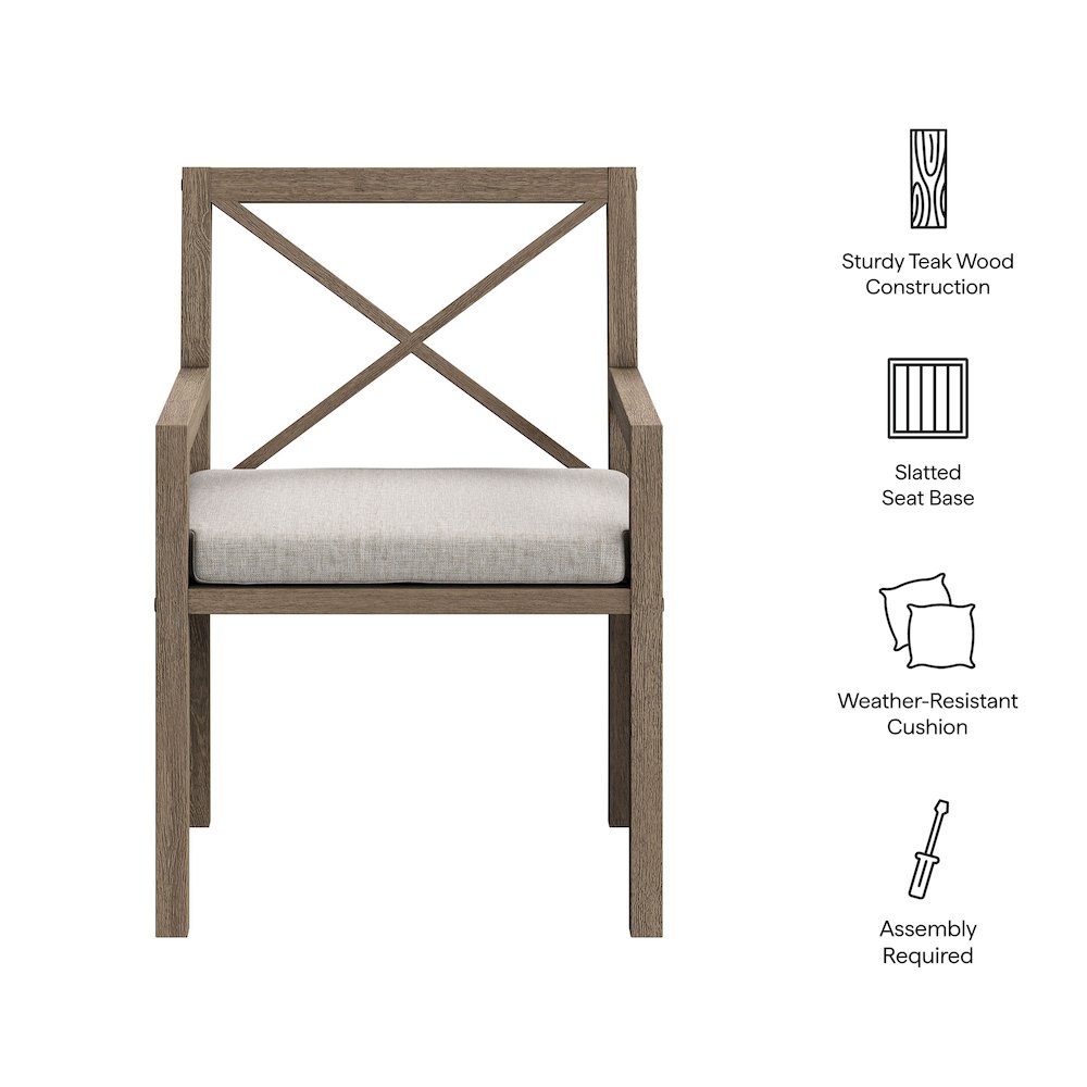 Northlake Outdoor Patio Teak Dining Armchair