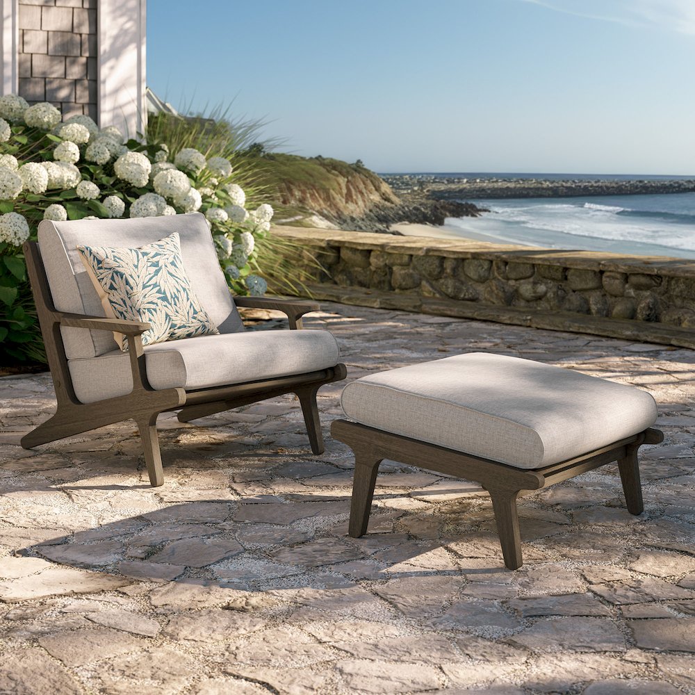 Saratoga Outdoor Patio Teak Wood Chair and Ottoman Set