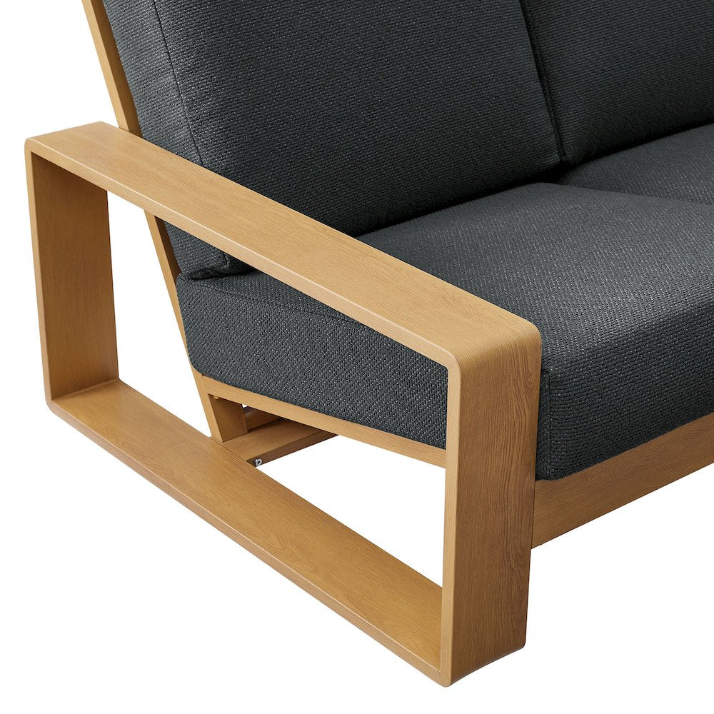Lirienne Outdoor Patio Aluminum Faux Wood Sofa