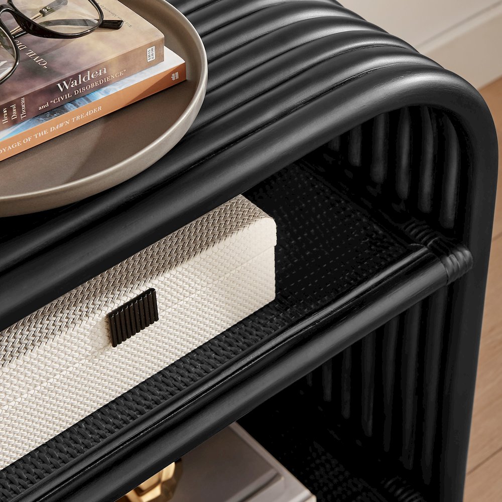 Eve Curved Natural Rattan Side Table
